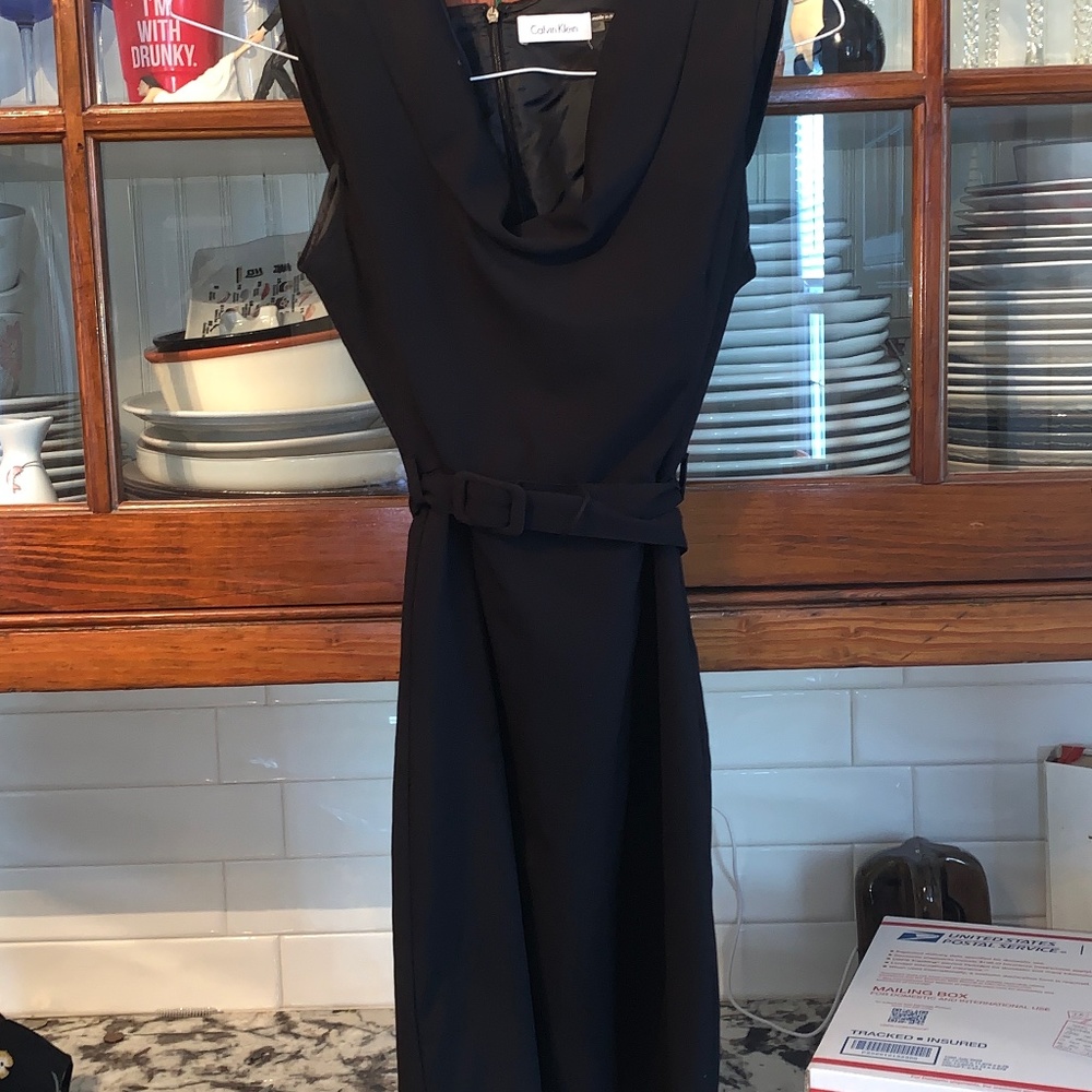 Calvin Klein scoop neck belted dress. Worn once. 150 retail
